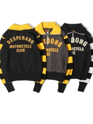 Motorcycle Desperado Half Zipper Short Sweatshirts For Men Pullover