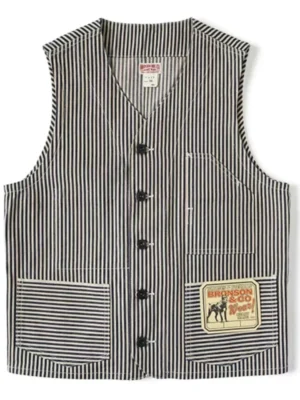 Lot 423 Express Stripe Chore Vest Vintage Railroad Worker's Waistcoat