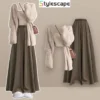 Unique Sweater Slimming Strap with Casual Pants and Skirts 3-Piece Set Pant Set