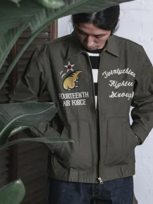 Flying Tigers Embroidery Souvenir Jacket Vintage Fashion Full Zip Tops